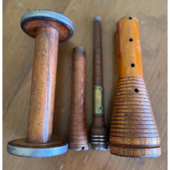 Lot 10 Vintage Wooden Thread Spools Bobbins Textile Industrial Mill Antique - Picture 6 of 9